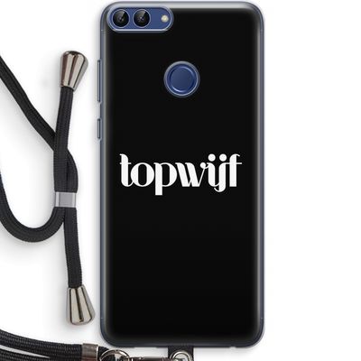 Topwijf Zwart: Huawei P Smart (2018) Transparant Hoesje met koord