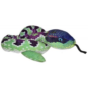 Pluche groen/paarse slangen knuffel 137 cm speelgoed   -