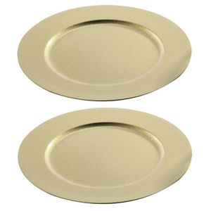 12x Gouden diner onderborden glitter 33 cm rond