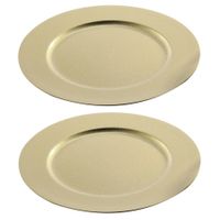 12x Gouden diner onderborden glitter 33 cm rond