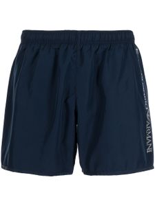 Ea7 Emporio Armani short de bain métallisé à logo imprimé - Bleu