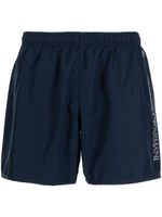 Ea7 Emporio Armani short de bain métallisé à logo imprimé - Bleu