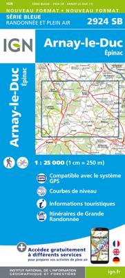 Wandelkaart - Topografische kaart 2924 SB - Serie Bleue Arnay-le-Duc - Epignac | IGN - Institut Géographique National