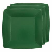 Santex Bordjes karton - 10x - vierkant - donker groen - 23 x 23 cm - feestbordjes