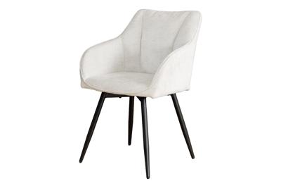 Draaistoel AVIGNON 360° met armleuningen chenille stof champagne beige en zwarte poten - 46470