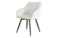 Draaistoel AVIGNON 360° met armleuningen chenille stof champagne beige en zwarte poten - 46470