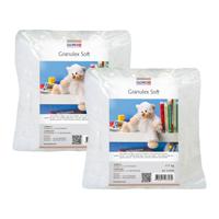 Glorex Hobby vulmateriaal - 2x - polyester - 1000 gram voor knuffels/kussens - wit - donzige vlokken