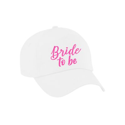 Vrijgezellenfeest pet voor dames - Bride To Be - wit - roze glitters - bruiloft/trouwen Vrijgezellenfeest pet voor dames - Bride To Be - wit - roze glitters - bruiloft/trouwen