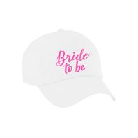 Vrijgezellenfeest pet voor dames - Bride To Be - wit - roze glitters - bruiloft/trouwen