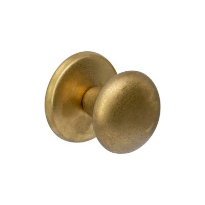 Intersteel voordeurknop paddenstoel ø58mm op achterplaat ø66mm éénzijdige montage - PVD messing getrommeld