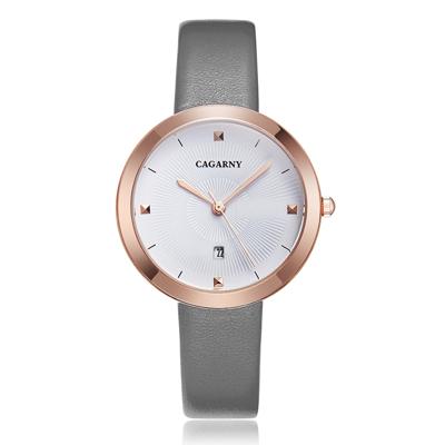 CAGARNY 6871 Fashion Life waterdichte gouden shell stalen band quartz horloge (grijs)