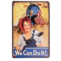 Clayre & Eef Wanddecoratie 20x30 cm Geel Blauw Metaal We can do it!