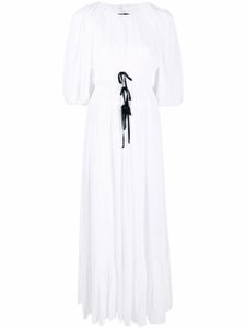 ERDEM robe longue Marlyn plissée - Blanc