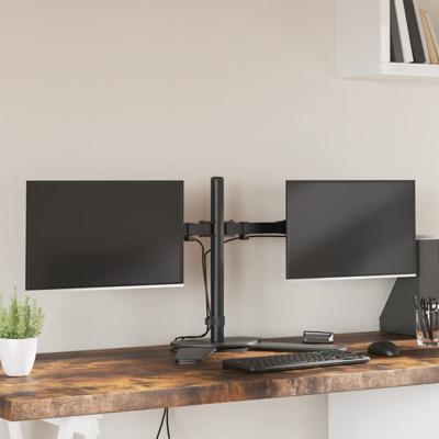 VidaXL Monitorstandaard dubbel vesa 75/100 mm staal zwart