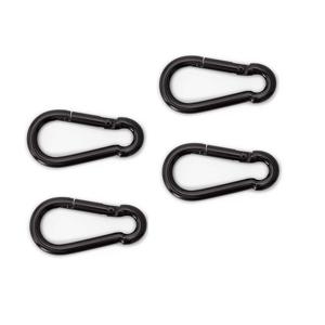 Karabijnhaak - 4x - zwart - staal - 6 cm - carabiner - 120 kg draagkracht