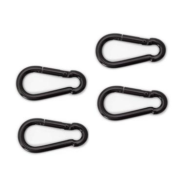 Karabijnhaak - 4x - zwart - staal - 6 cm - carabiner - 120 kg draagkracht