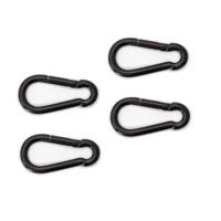 Karabijnhaak - 4x - zwart - staal - 6 cm - carabiner - 120 kg draagkracht