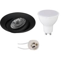 LED Inbouwspot Set - GU10 Fitting - Zwart - 6W - 4200K Natuurlijk Wit - Ø82mm