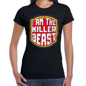 Halloween killer beast verkleed t-shirt zwart voor dames