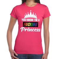 Roze You know i am a fucking Princess gay pride t-shirt dames - thumbnail