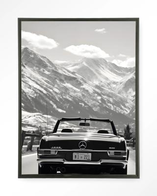 Urban Cotton Wandkleed 'Winter Road' 145 x 190cm in Floating Frame - black