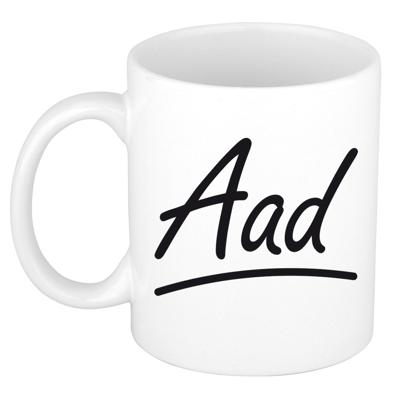 Aad Naam koffiemok - beker - met sierlijke letters - wit - 300 ml - Cadeau - Heren