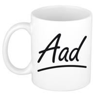 Aad Naam koffiemok - beker - met sierlijke letters - wit - 300 ml - Cadeau - Heren