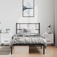 Bedframe met hoofdbord metaal zwart 100x200 cm