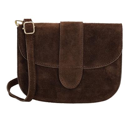 Charm London Suède Schoudertas Anna Donker Bruin