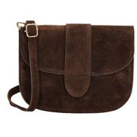 Charm London Suède Schoudertas Anna Donker Bruin