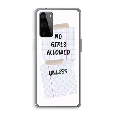 No Girls Allowed Unless: OnePlus 9 Pro Transparant Hoesje