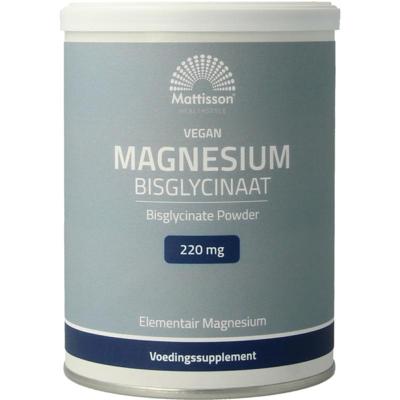 Mattisson Magnesium bisglycinaat poeder 11% elem magnesium Mattisson Magnesium bisglycinaat poeder 11% elem magnesium