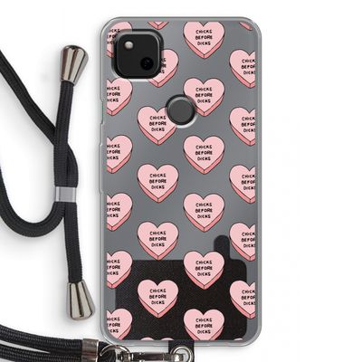 Chicks before dicks: Pixel 4a Transparant Hoesje met koord