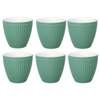 6x GreenGate Espresso kopjes (mini latte cup) Alice Dusty groen - 125ml - Espressokopjes set - thumbnail