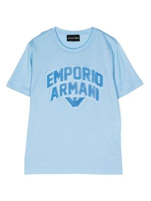 Emporio Armani Kids t-shirt à patch logo - Bleu