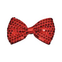 Carnaval verkleed vlinderstrikje met glitter pailletten - rood - polyester - heren/dames - thumbnail