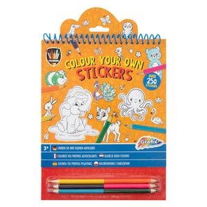 Creative Craft Group Kleur je eigen stickers met kleurpotloden dieren, 250st.
