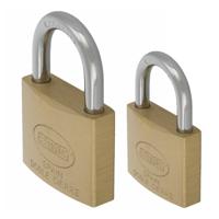 Hangsloten / koffersloten set - 2x stuks - maat 30/50 mm - messing - incl 2 sleutels per slot