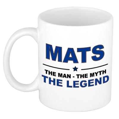 Mats cadeau mok - man myth legend - naam koffiemok / beker - wit en blauw - 300 ml Mats cadeau mok - man myth legend - naam koffiemok / beker - wit en blauw - 300 ml