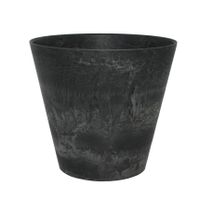 Plantenpot/bloempot in een natuursteen look Dia 22 cm en Hoogte 20 cm zwart   -