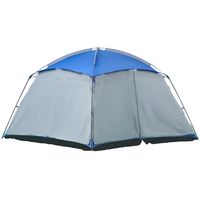 Outsunny Camping Tent 8 Persoons Tent Familie Tent 2 Raam Koepel Tent PU3000mm voor Trekking Festival Glasvezel Blauw 360 x 360 x 200 cm