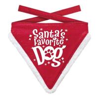 PLENTY GIFTS KERST BANDANA SANTA'S FAVOURITE DOG ROOD