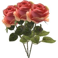 Kunstbloem roos Simone - roze - 45 cm - decoratie bloemen   - - thumbnail