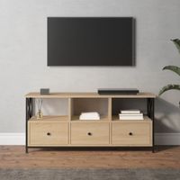 Tv-meubel 102x33x45 cm bewerkt hout en ijzer sonoma eikenkleur