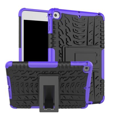 Band textuur TPU + PC schokbestendig geval voor iPad mini 2019 met houder (paars)