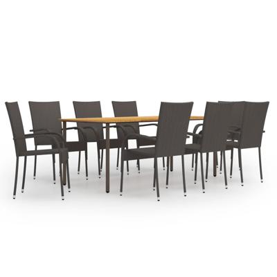 9-delige Tuinset poly rattan bruin
