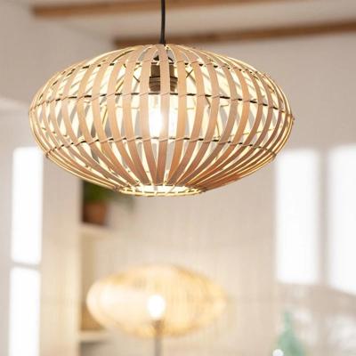 Hanglamp hout &apos;Adam&apos; natuurlijk groot e27 fitting 40 cm
