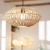 Hanglamp hout &apos;Adam&apos; natuurlijk groot e27 fitting 40 cm