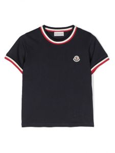 Moncler Enfant t-shirt en coton à bords rayés - Bleu