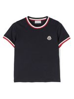 Moncler Enfant t-shirt en coton à bords rayés - Bleu